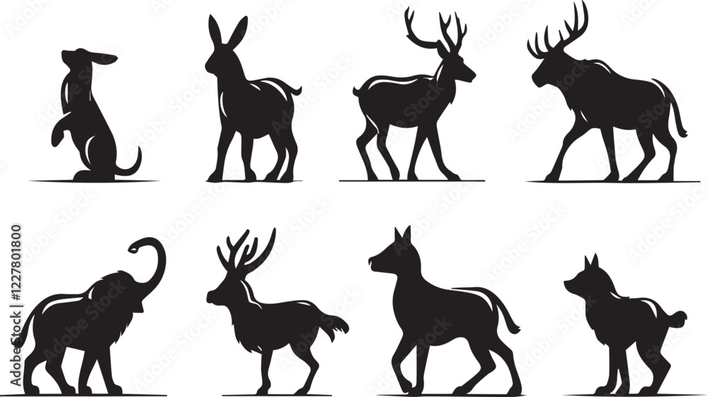 Fototapeta premium Animals silhouette icons set