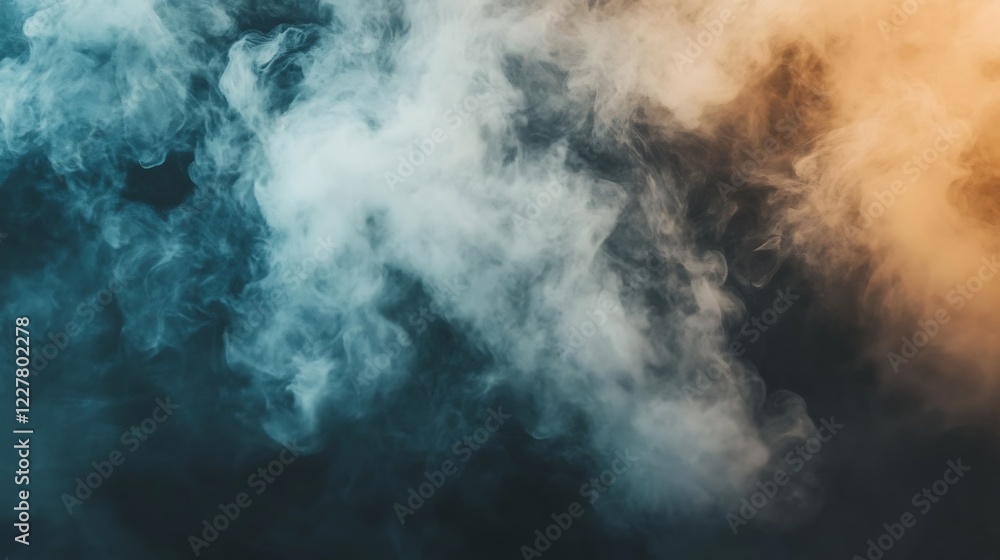 Abstract Swirling Smoke Clouds In Teal And Orange Hues Abstract Swirling Smoke Clouds In Teal And Orange Hues