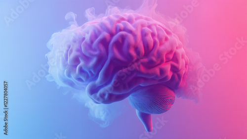 Creative Brainstorming Concept with 3D Brain Illustration and Vibrant Gradient Background