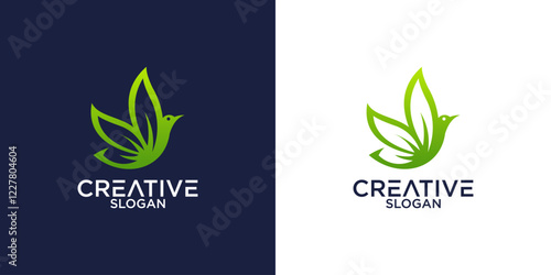 leaf bird logo design vector illustration template
