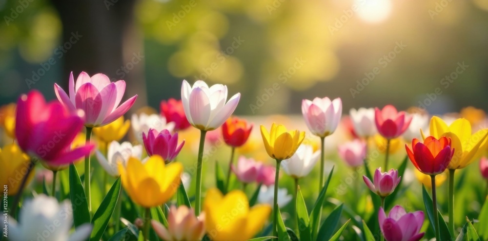 Obraz premium Blooming flowers in spring garden , garden, blooms, petals