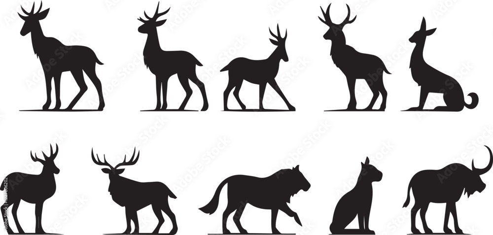 Naklejka premium Animals silhouette icons set 