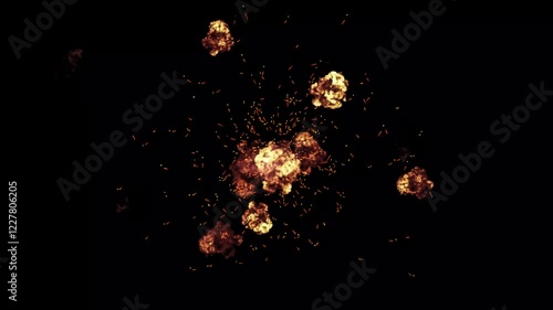 Burning fire with sparks on black background