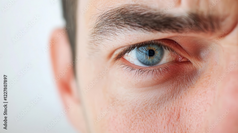 Fototapeta premium Close-Up of an Intense Blue Eye with Eyebrow Detail
