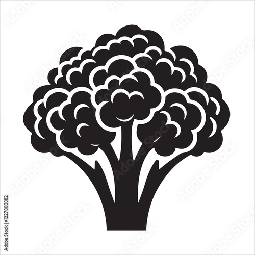 Minimalist Cauliflower silhouette on white background
