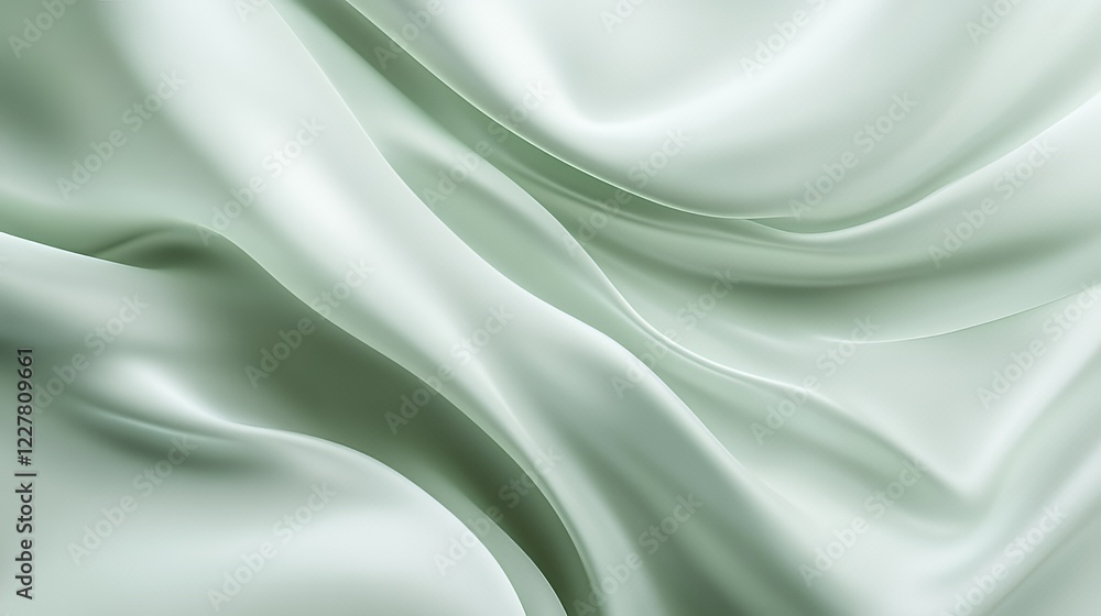 Obraz premium Elegant Draped Sage Green Silk Fabric Background