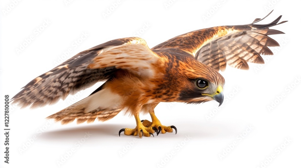 Fototapeta premium Red-Tailed Hawk in Hunting Stance. Generative AI