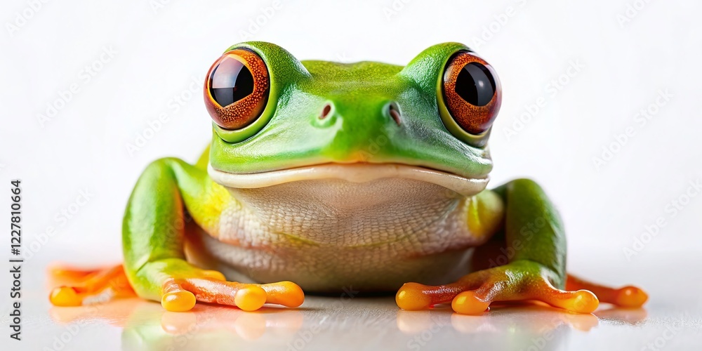 Obraz premium Cute Frog Drawing Minimalist White Background Stock Photo