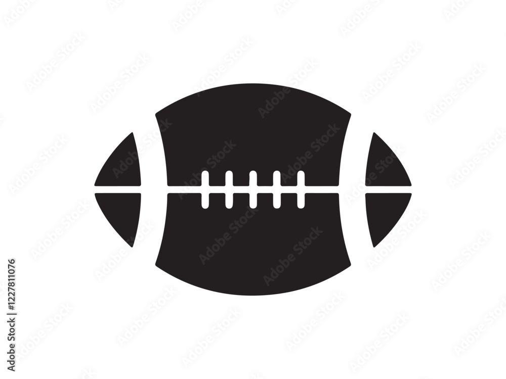 American football ball black icon, isolated on white background. Vector illustration.
