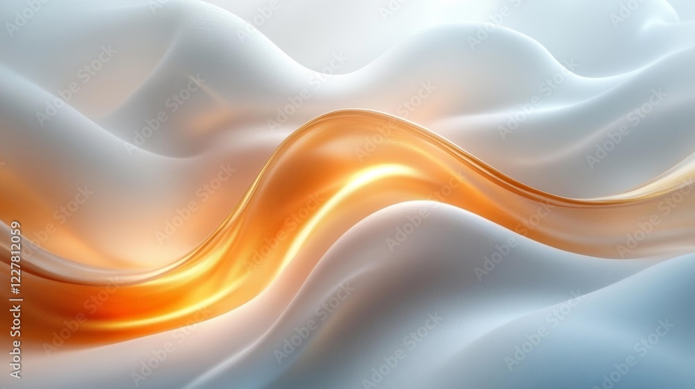 Naklejka premium Elegant Golden Wave on Silver Background. Generative AI