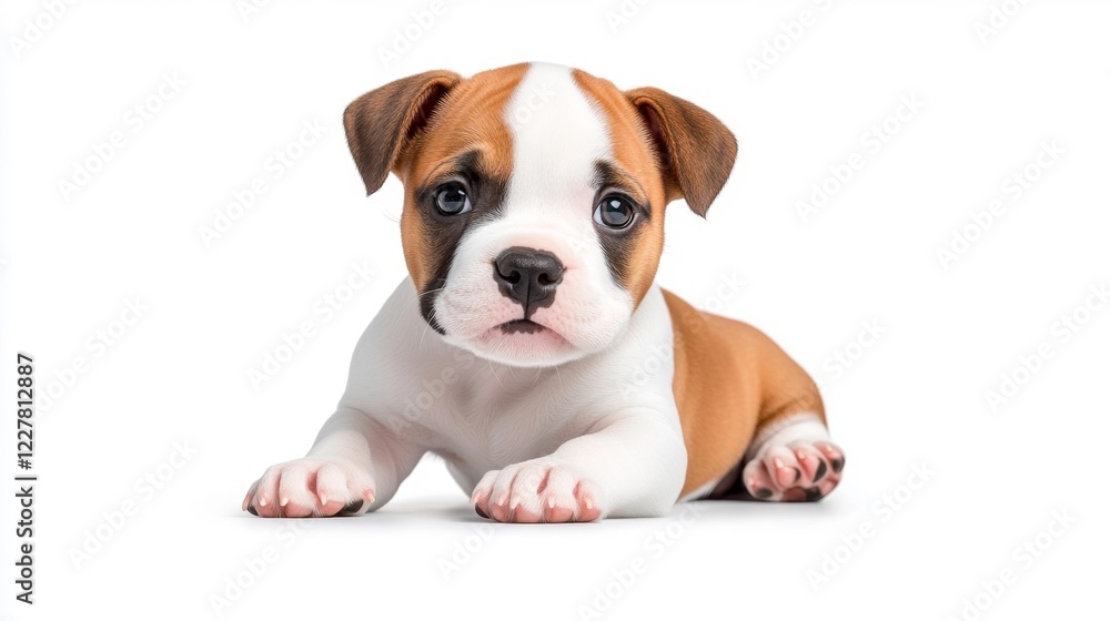 Adorable English Bull Terrier Puppy Isolated on White Background. Generative AI Adorable English Bull Terrier Puppy Isolated on White Background. Generative AI