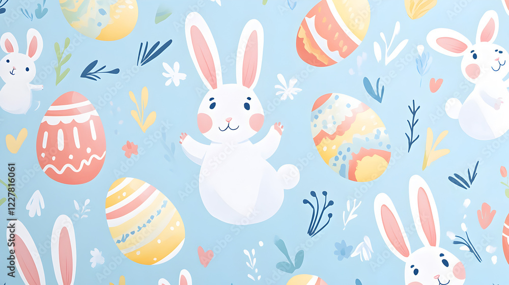 dibujos animados de un conejo de pascua con huevos decorados para la celebracion de la pascua diseño creativo dibujos animados de un conejo de pascua con huevos decorados para la celebracion de la pascua diseño creativo