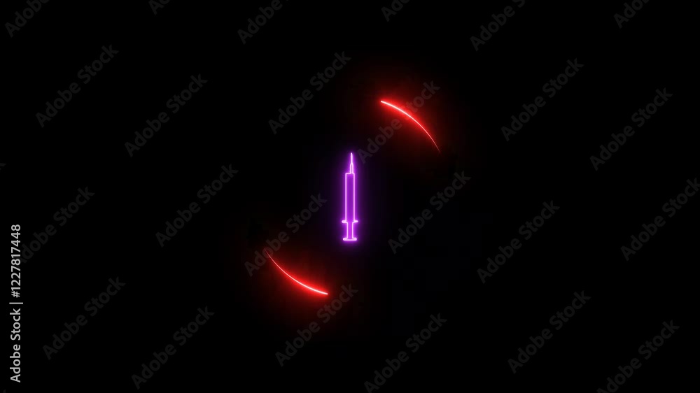 Glowing neon looped circle hospital icons animated Glowing neon looped circle hospital icons animated