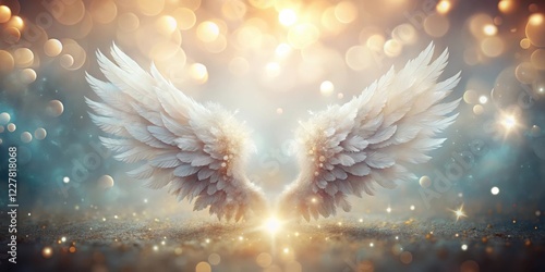 Wallpaper Mural Glowing angel wings on abstract background with bokeh, soft focus, background,  soft focus, background,ethereal Torontodigital.ca