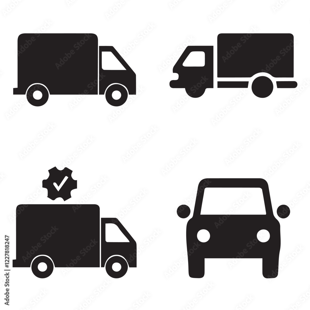 Delivery Truck and Car Icons vector Transport Delivery Truck and Car Icons vector Transport