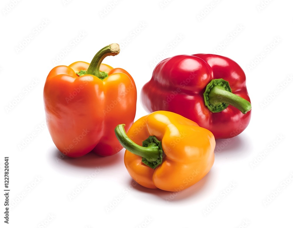Three bell peppers on white background Three bell peppers on white background