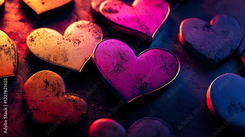 Obraz premium Soft Shadow Overlapping Hearts Romantic Valentines Day Design