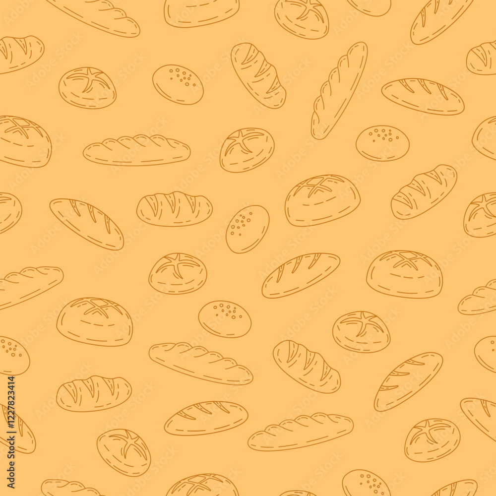 Bread seamless pattern hand drawn background for bakery wallpaper, backdrop, packaging or food wrapper Bread seamless pattern hand drawn background for bakery wallpaper, backdrop, packaging or food wrapper