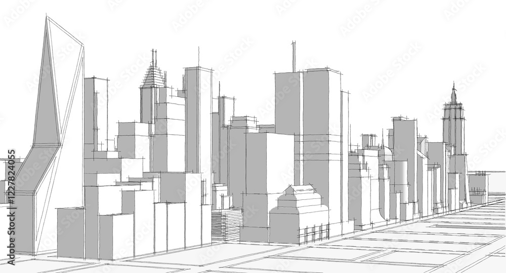Obraz premium city ​​urban panorama 3D illustration