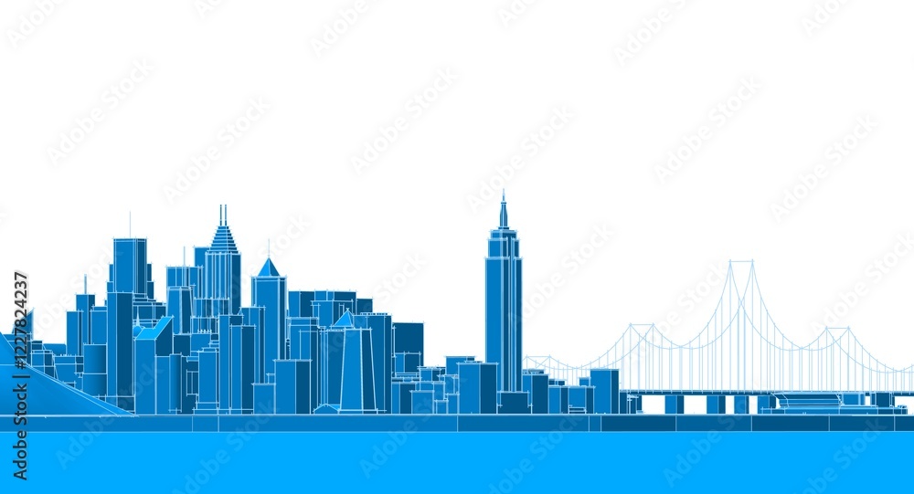 Fototapeta premium city urban panorama 3D illustration