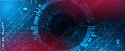 Abstract background. Scientific and technological concept with the use of technical elements formed in the shape of a circle.