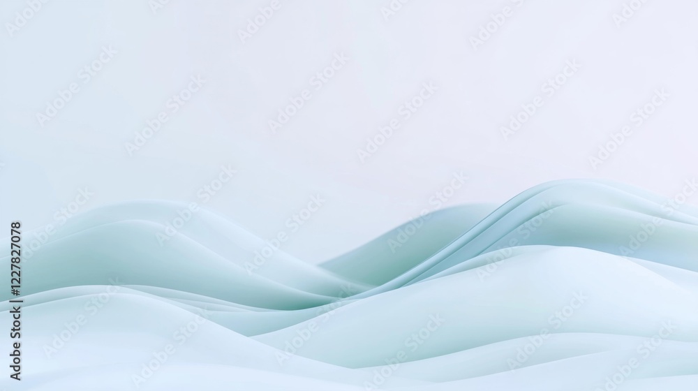 Obraz premium Ethereal Mint Waves Abstract Background. Generative AI