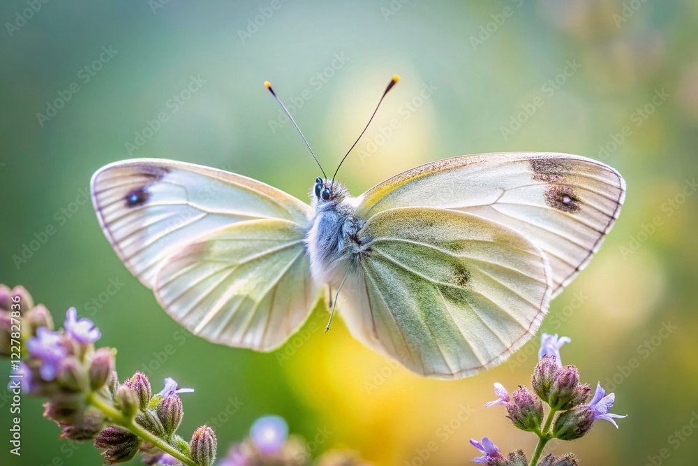 Delicate Cabbage White Butterfly on Soft Background - Minimalist Nature Photography Delicate Cabbage White Butterfly on Soft Background - Minimalist Nature Photography