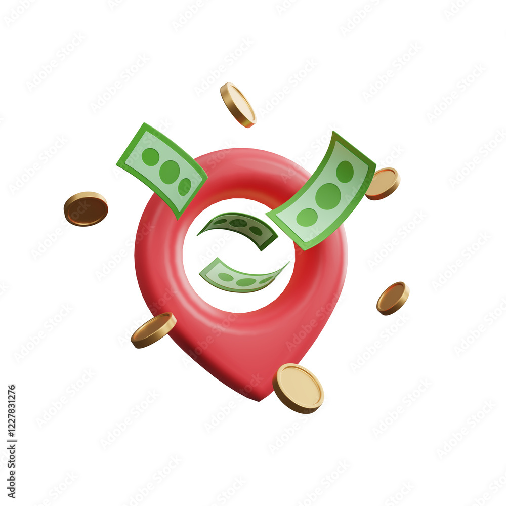 Φωτογραφία 3D money icons isolated on transparent background