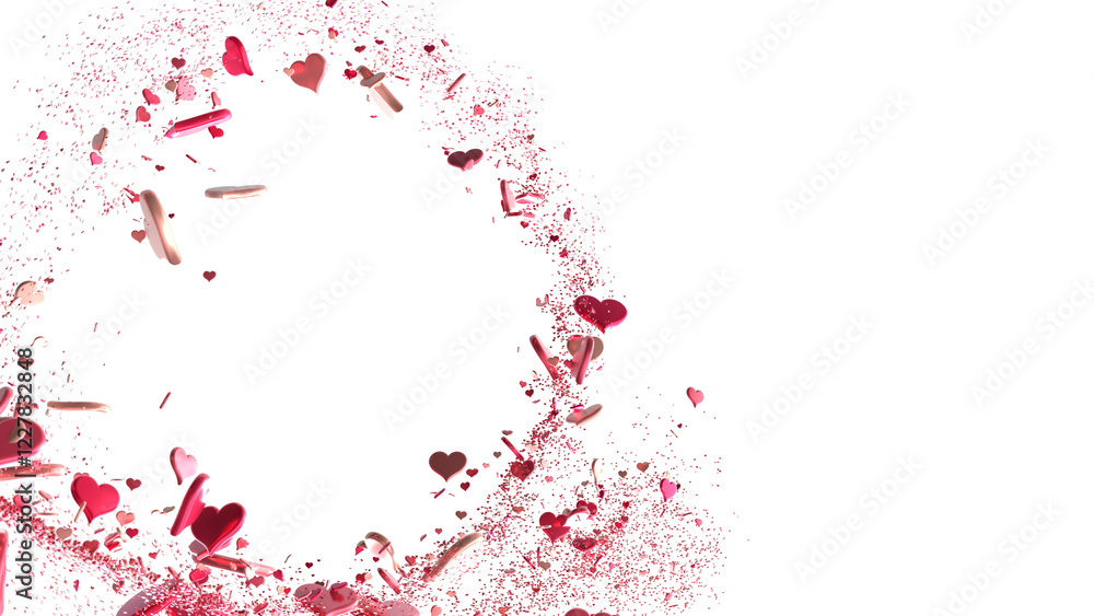 3D illustration of hearts falling in transparent PNG PNG 3D illustration of hearts falling in transparent PNG PNG