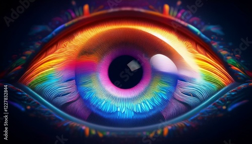 rainbow, eye, concept, rendering, animation, multicolored, vibrant, colorful