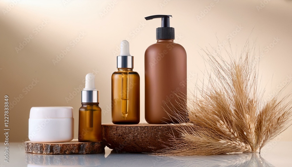Fototapeta premium anti aging cosmetic products with natural dry grass