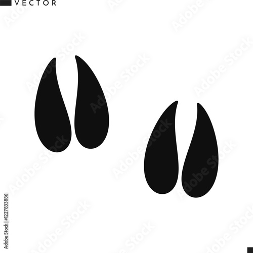 Deer footprint vector illustration. Wild animal footprint silhouette