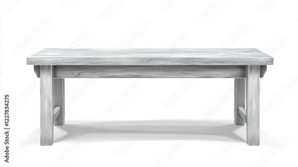 Wooden bench surface isolated on white background. Vector realistic illustration of home or restaurant kitchen furniture, desk, shelf, table mockup made of natural wood, light gray tabletop edge Wooden bench surface isolated on white background. Vector realistic illustration of home or restaurant kitchen furniture, desk, shelf, table mockup made of natural wood, light gray tabletop edge
