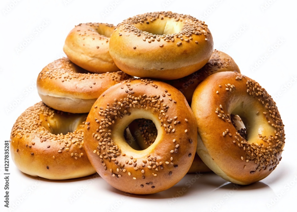 Delicious Dry Bagels (Sushki or Baranki) Isolated on White Background - Stock Photo Delicious Dry Bagels (Sushki or Baranki) Isolated on White Background - Stock Photo