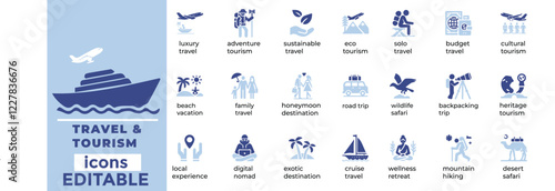 Stunning Travel and Tourism vector icons—perfect for websites, apps, prints and more  High quality, scalable & versatile
