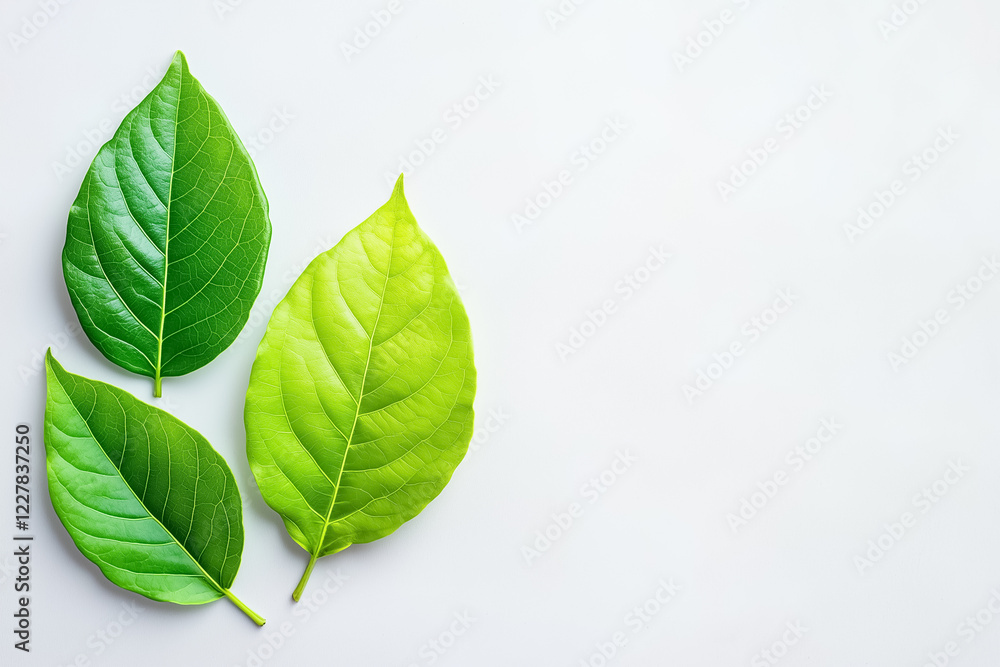 Two leaves are harmoniously arranged against a neutral background, illuminated by soft midday light. This setting embodies serenity and natural balance Two leaves are harmoniously arranged against a neutral background, illuminated by soft midday light. This setting embodies serenity and natural balance