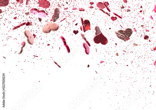Falling red and pink hearts...
