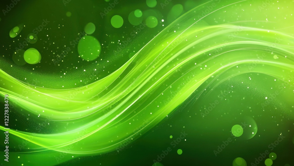 Fototapeta premium Abstract Green Waves: A Serene Digital Artwork