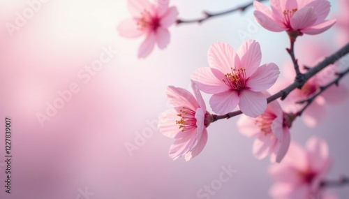 Wallpaper Mural soft focus blooming cherry blossoms against a pastel sky, soft focus photography, peaceful scenery Torontodigital.ca
