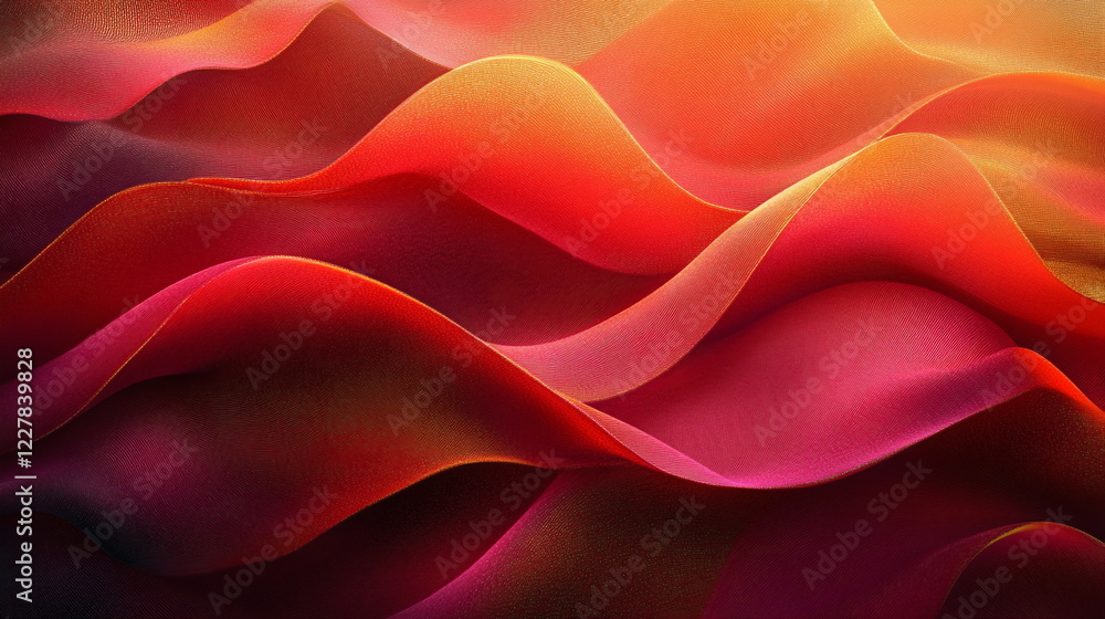 Stylized Red Curtains Gracefully Flowing in a Warm Golden Ambiance Stylized Red Curtains Gracefully Flowing in a Warm Golden Ambiance