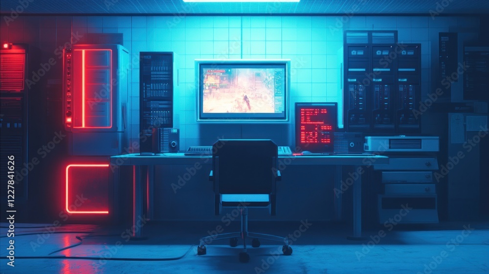 Neon Lit Retro Gaming Room Workstation Setup Neon Lit Retro Gaming Room Workstation Setup