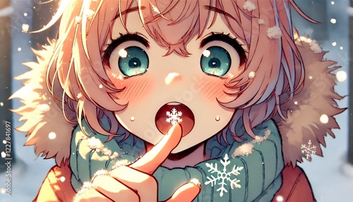 anime character winter face happy