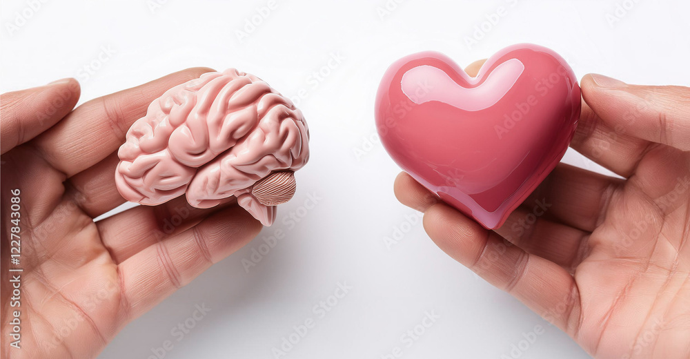 Hands Holding Brain and Heart Models Representing Emotion and Logic Hands Holding Brain and Heart Models Representing Emotion and Logic