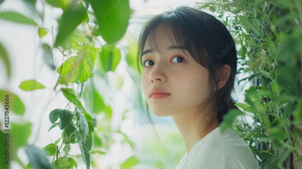 Serene Beauty Amidst Lush Greenery: A Portrait of Tranquility Serene Beauty Amidst Lush Greenery: A Portrait of Tranquility