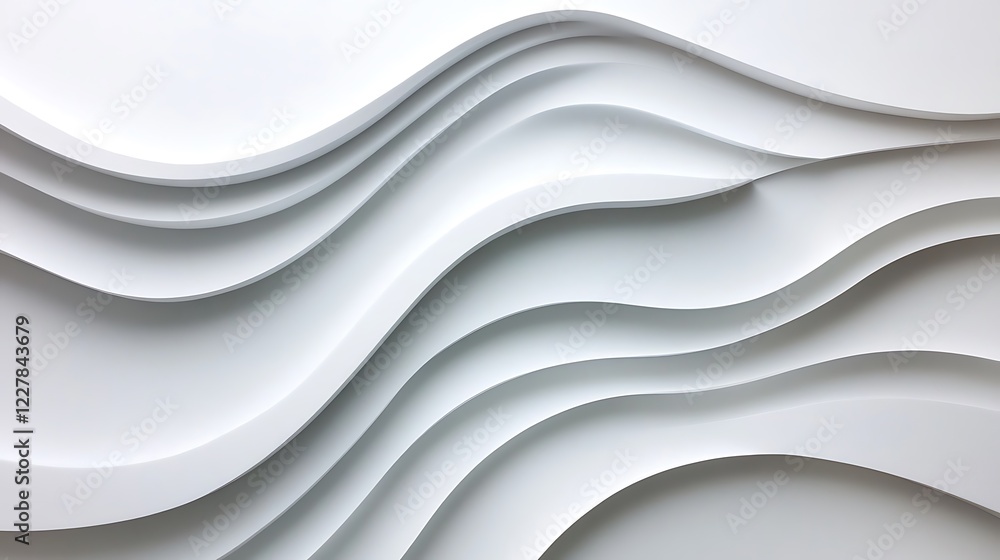 Obraz premium Abstract White Wavy Layers Design