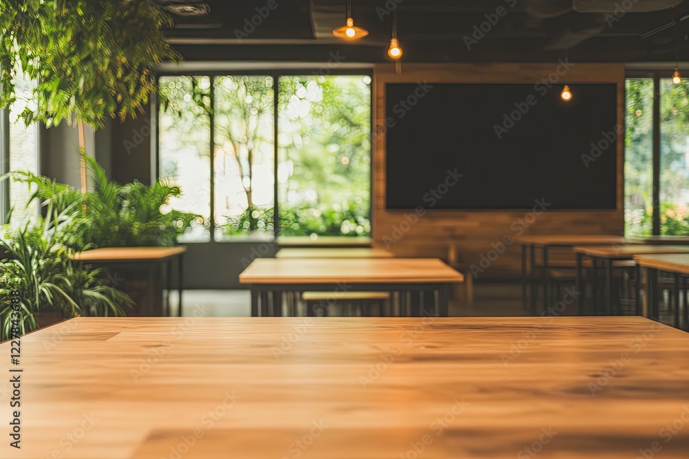 Fototapeta premium minimalistic clean photo of high-tech coworking space with bright furniture large interactive screen and sleek devices