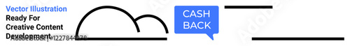 Cloud-inspired design with a Cash Back chat bubble surrounded by clean, minimalist lines. Ideal for finance, savings, rewards programs, ads, online stores, promotions, and a flat landing page banner