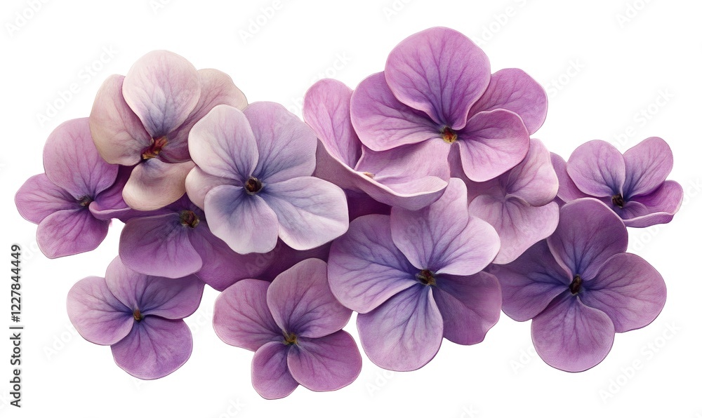 Obraz premium Lilac flowers bouquet, isolated, white background, floral design, greeting card
