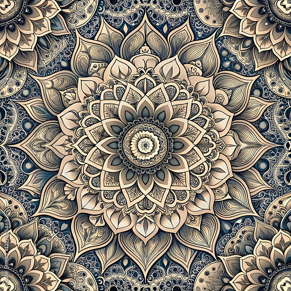 Large flower with many petals and a center. Seamless pattern Large flower with many petals and a center. Seamless pattern