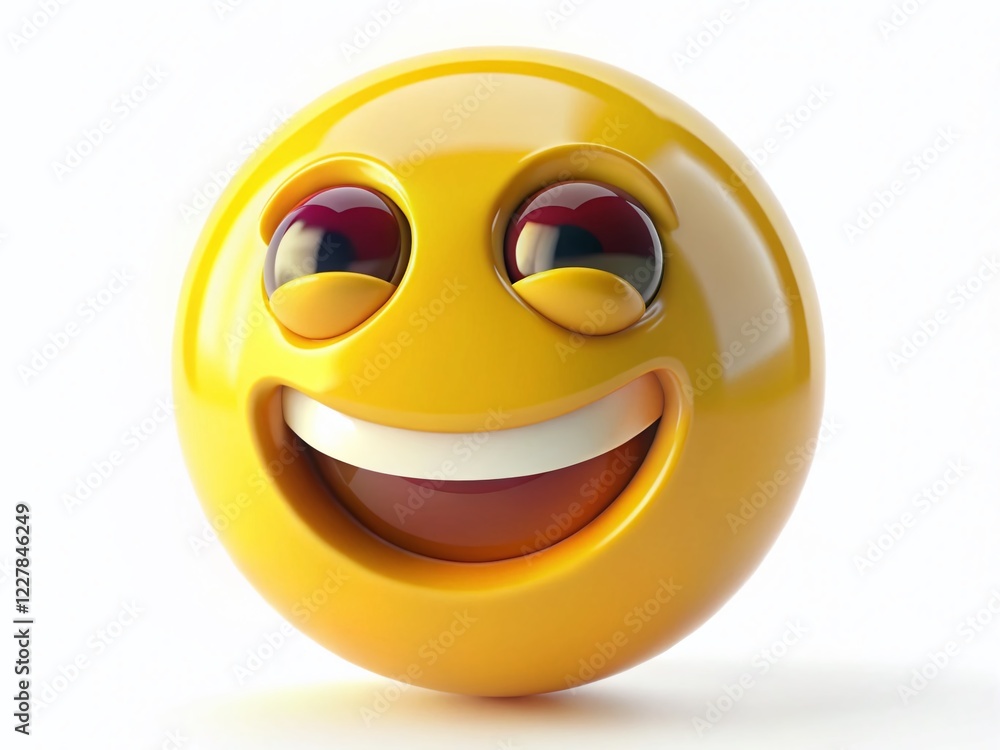 Fototapeta premium Dizzy Emoji Face: Glossy Yellow 3D Cartoon Emoticon Night Photography